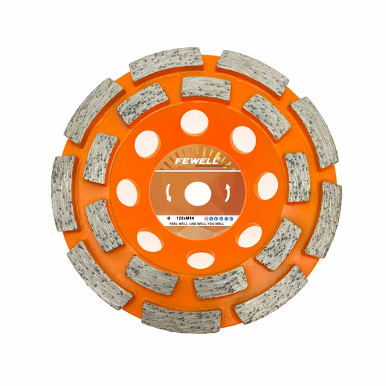 콘크리트, 석재용 실버 납땜 4.5인치 115*20*5*M14 이중 행 다이아몬드 그라인딩 컵 휠